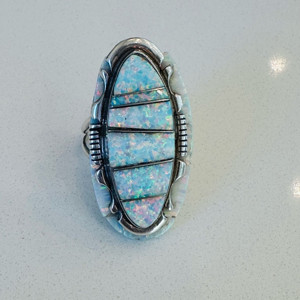 Sterling Silver Signed Native American Ring With … - image 2